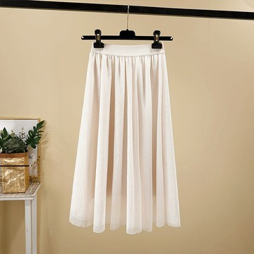 【韓國K.W.】KD2991現貨韓國攻陷你心仙氣多層紗裙(長裙/鬆緊腰/顯瘦/中長裙/小香風)