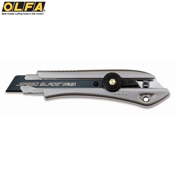 日本OLFA極致特専黑刃大型美工刀LTD-L-LFB銀色(手輪鎖;18mm刀片;防滑橡膠)切割刀