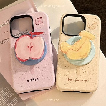 磁吸支架iPhone16promax手機殼蘋果香蕉水果14適用13菲林15韓系17