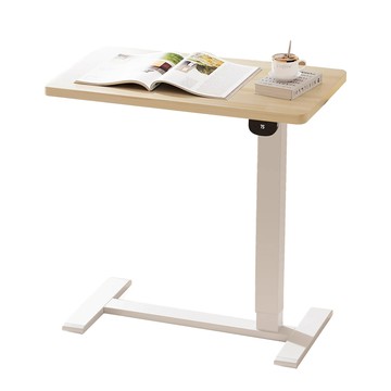 Cooyee 可翻轉桌板電動升降床邊桌(電池款)(原木色)
