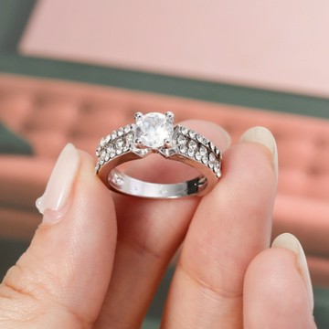 隔日到貨 比真鑚還亮 四爪 1克拉 八心八箭 莫桑鑽  固定戒圍 美國戒圍 戒指A263