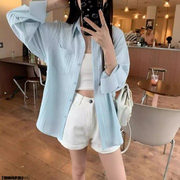 胖妹妹防曬襯衫女韓系薄款外套寬鬆遮肉顯瘦獨特別緻上衣
