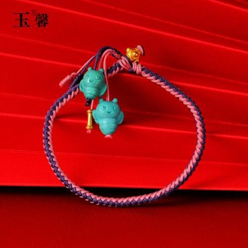 綠松石手串云蓋寺綠松美人魚配珠散珠圓珠戒指三通掛件 玉馨14
