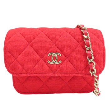 CHANEL 香奈兒 紅色 棉布 鏈帶斜背包 【二手名牌BRAND OFF】