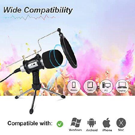 MSIZOY Condenser Microphone 3.5mm,Plug and Play Podcast Recording Microphone Computer PC Mic with Stand for Phones Mac Laptop Desktop Windows for Sing