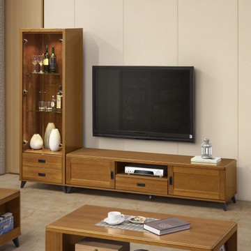 【MUNA 家居】莫爾樟木色8尺L櫃(展示櫃+6尺電視櫃)