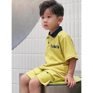 【男女同款】}夏季夏裝兒童套裝短褲上衣短袖休閑POLO套裝學院風