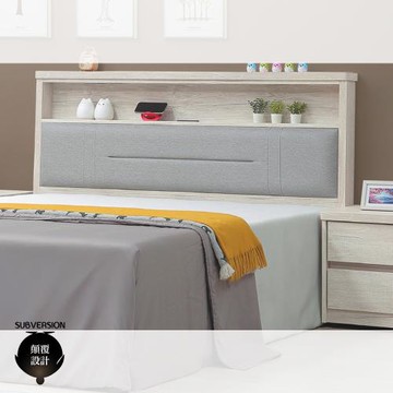 【顛覆設計】鄉村風白榆木色靠枕床頭片(雙人5尺)