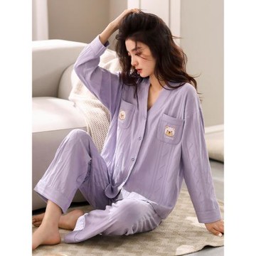 家樂芬新款睡衣女士春秋款秋季超柔軟純棉長袖家居服大碼休閑套裝