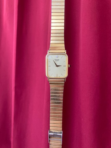 PULSAR 方形金錶殼 淡金錶盤 幾何時標 水鑽時標 古董錶 vintage