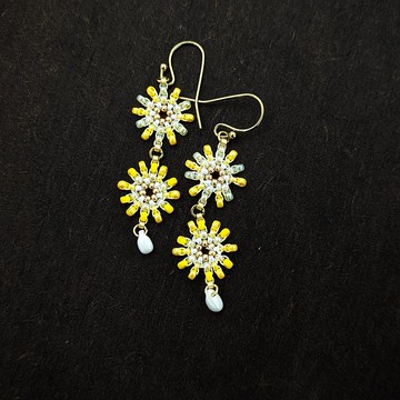 串珠編織耳環 黃英