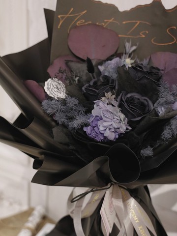 黑色系永生花束/男生花束/生日/紀念日/情人花束