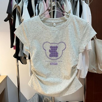女童短袖打底夏裝修身夏季新款兒童2024大童純棉短款女孩衣服上衣