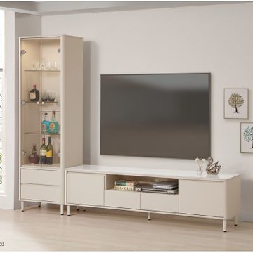 MUNA家居  曼尼亞8尺岩板L櫃/展示櫃+6尺岩板電視櫃    241.8X40X194.5cm