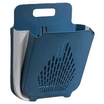 多功能 附掛鈎 壁掛折疊髒衣籃 PP材質  特大款(39 x 95 x 46.5cm)  澗石藍