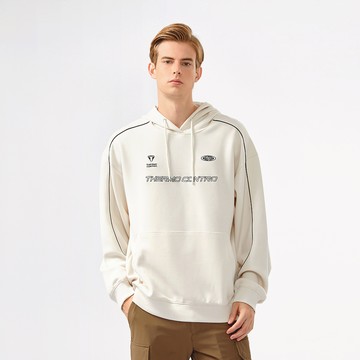 Hang Ten- 空氣層抗菌除臭撞色出芽帽T-男(珍珠白)