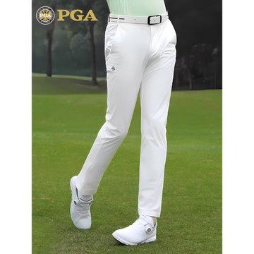 美國PGA彈力腰帶高爾夫褲子男士夏秋運動長褲鐳射打孔透氣高彈