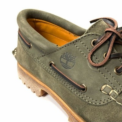 Timberland スリーアイ ボートシューズ(オリーブグリーン) モカシン Timberland AUTHENTICS 3EYE CLASSIC LUG DARK GREEN SUEDE