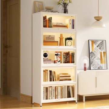 帶門儲物柜置物架客廳防塵亞克力門收納柜家用鋼制書柜多層落地柜