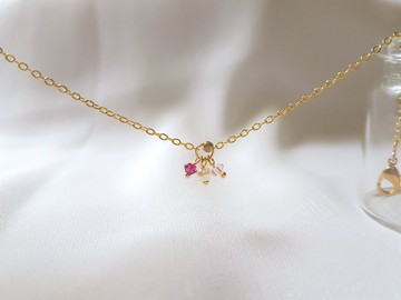 盛夏果實 ‧ 珍珠 水晶 黃銅 細手鍊 (粉)