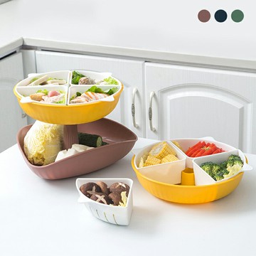 多層疊加分格火鍋料拼盤 多規格 自由疊加 火鍋配菜盤 果盤 火鍋盤 洗菜籃 蔬菜盤 食材盤【ZM0208】《約翰家庭百貨