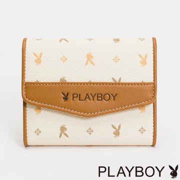 PLAYBOY - 短夾 Dynamic系列 - 米色