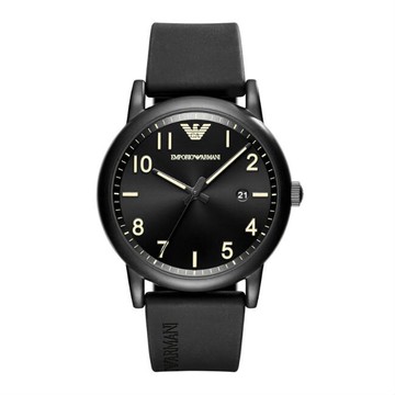 EMPORIO ARMANI亞曼尼 AR11071 前衛時尚橡膠帶腕錶/黑面43mm｜樂天全館特惠中★指定刷卡回饋10%