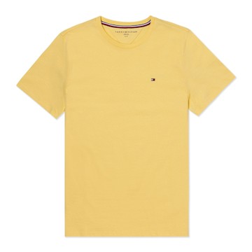 TOMMY 熱銷圓領刺繡Logo素面短袖T恤(女)-鵝黃色