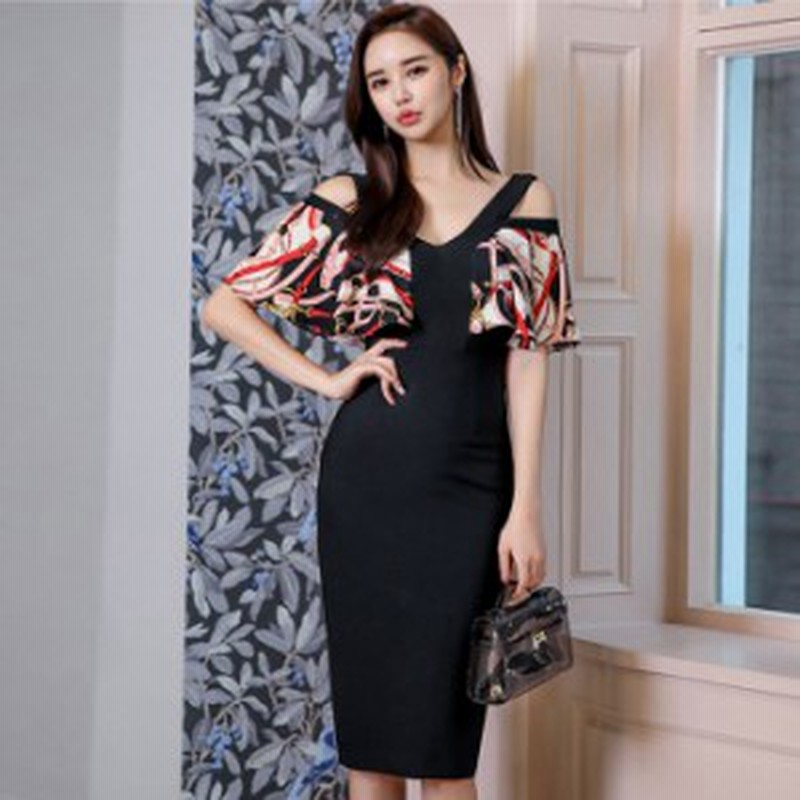 パーティドレス セクシー お出かけ ドレス タイトワンピース レディース Vネック 夏 ひざ丈 キャバドレス 着痩せ お呼ばれ 通勤 Ol 黒ワ 通販 Lineポイント最大1 0 Get Lineショッピング