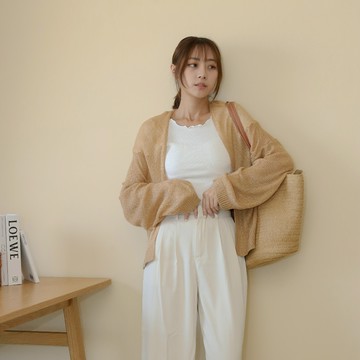 【Our Studio】落肩針織罩衫上衣 白色 杏色 麥芽色(現貨)