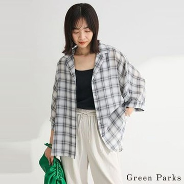 〈Green Parks〉微透感素面寬版襯衫外套