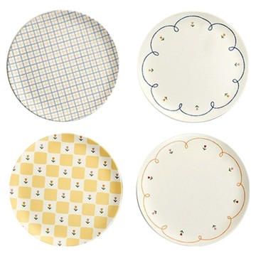 Modern House L 圖形竹纖維圓餐盤  1套  春季款 多色  4 件組圓盤