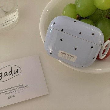韓國ins霧藍波點耳機殼適用1/2/3代耳機殼保護套硅膠軟殼airpods pro2/3代無線藍牙保護套