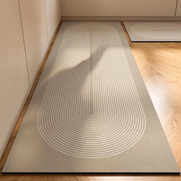 德利生活 日式條紋廚房珪藻泥吸水地墊 60 x 40cm - 超強吸水、防滑、易清潔  隨圓 淺棕色