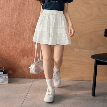 OB嚴選中大尺碼-純棉立體紋理腰鬆緊層次蛋糕裙《CA3103》