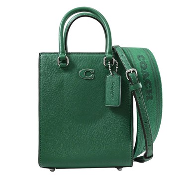 COACH CJ795 簡約C字LOGO雙背帶兩用托特包.綠