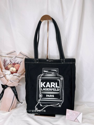 美國代購??台灣現貨  KARL LAGERFELD 卡爾 帆布托特包