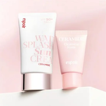 【espoir】水感神經醯胺防曬乳60ml+洗面乳20ml 套組