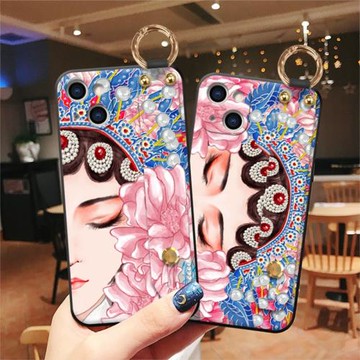 適用于iPhone16/15/14/13手機殼浮雕蘋果12腕帶11promax國風8plus/16plus臉譜xr古典16promax半臉15plus