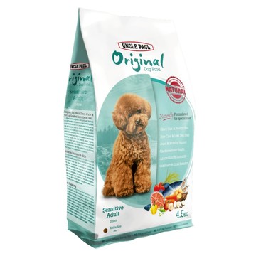 UNCLE PAUL 保羅叔叔 低敏成犬飼料 室內犬用 顆粒大小約8mm  新鮮雞蛋 + 深海鮮魚 + 磷蝦紅素  4.5kg  1袋