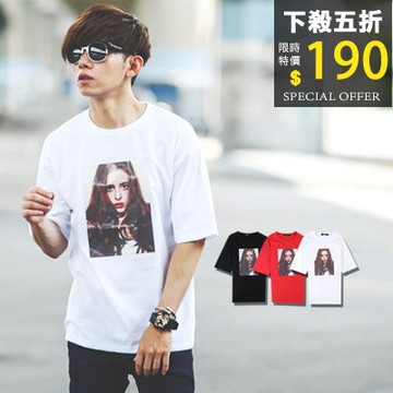 【NB0247J】長髮女孩相版轉印短T (PA-DD090)
