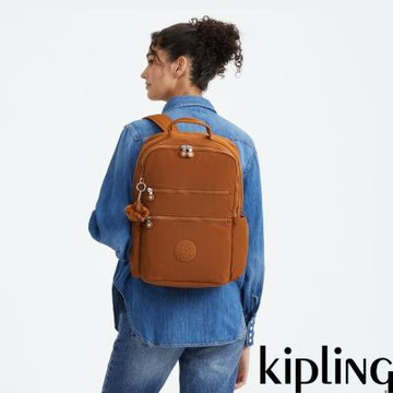 Kipling (網路獨家款)暖駝棕多層收納後背電腦公事包-BIANA