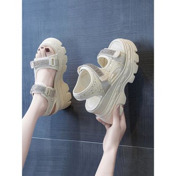 內增高跟涼鞋女鞋2024新款夏季羅馬女士厚底運動坡跟時裝松糕外穿