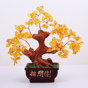 黃水晶樹招財樹搖錢樹創意家居客廳電視柜小擺件粉晶樹紫水晶樹