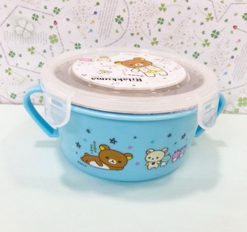 【震撼精品百貨】Rilakkuma San-X 拉拉熊懶懶熊~拉拉熊不銹鋼雙耳碗-藍太空#20004