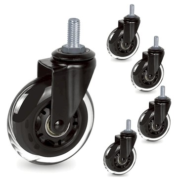 AHOYE 3吋 地毯好用超滑順辦公輪/輪子 電腦椅 90%椅通用  5個  黑色