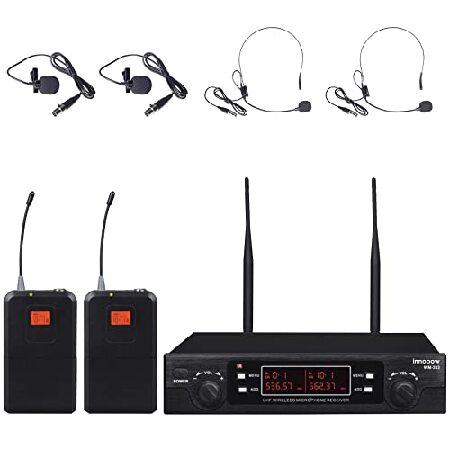 innopow 200-Channel Wireless Lavalier Microphone, Dual UHF Bodypack Cordless Lavalier Mic System Set, Auto Scan, Long Range 200-240Ft, 16 Hours Use Id