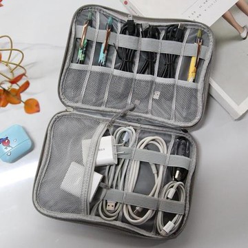 陽離子牛津布大容量充電器充電線數據線便攜收納包數碼分類整理包