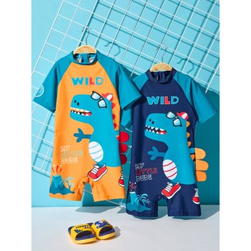 兒童泳衣夏季男童寶寶連體男孩小中大童2024新款速干防曬游泳套裝