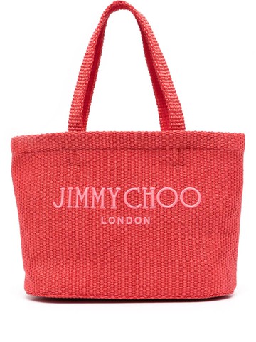 Jimmy Choo - logo-embroidered beach tote bag - women - Raffia - One Size - Pink